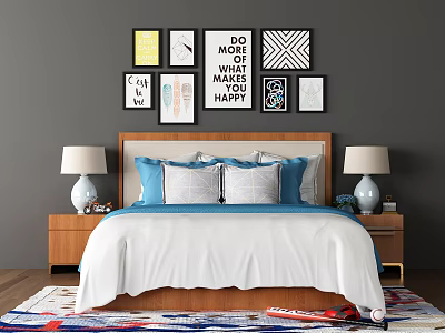 Modern Double Bed 3d model