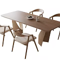 Modern Dining Table and Chair Combination Dining Chair Square Dining Table Single Chair 3d model