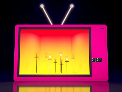 Modern shopping mall DP interactive photo TV product display old TV landscaping 3d model