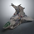 Sci Fi Fighter Spaceship With Gray Armor Green Cockpit And Streamlined Design 3d model