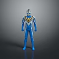 Blue And White Game Movie Character With Golden Chest Decoration Standing Pose