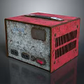 Vintage Rusty Red And Gray Equipment With Worn Surface Handle Ports And Vents