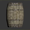 Rustic Wooden Barrel With Weathered Surface And Metal Hoops Structure