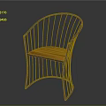 Modern Curved Chair With Black Metal Frame And Wooden Seat