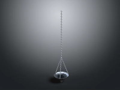Modern Silver Pendant Light With Chain Hanging Bowl Shaped Design On Gray Background 3d model