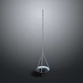 Modern Silver Pendant Light With Chain Hanging Bowl Shaped Design On Gray Background