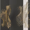 Modern Artistic Gold Honeycomb Mesh 3D Abstract Hanging Wall Decor for Home Interior