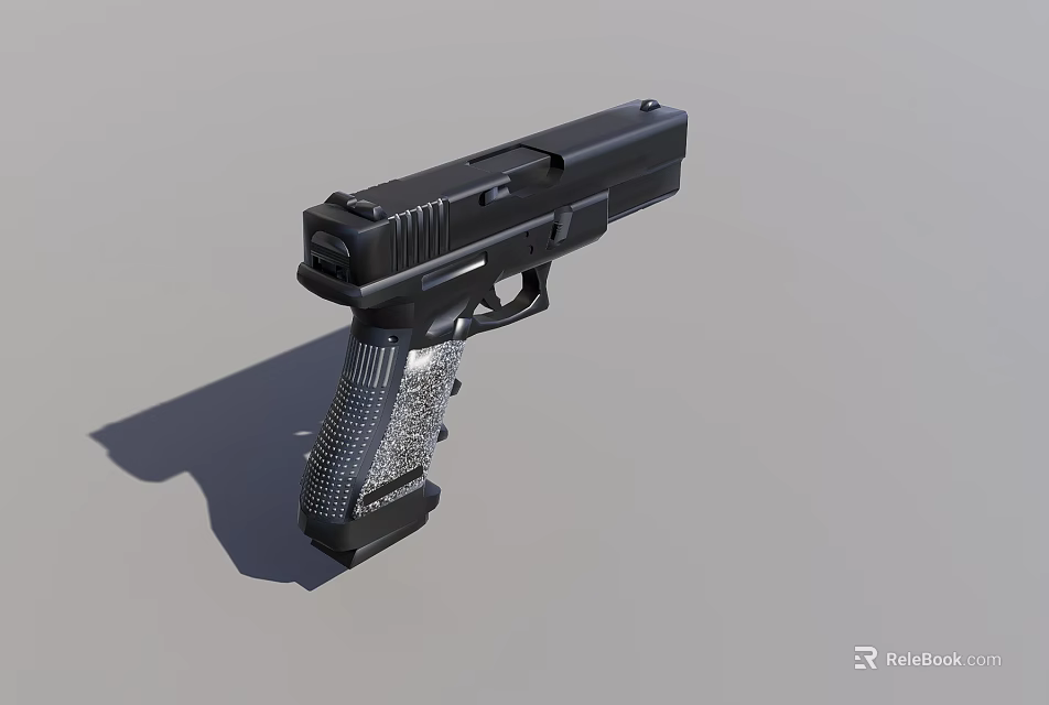 Sleek Black Handgun With Textured Grip And Modern Ergonomic Design Features 3d model