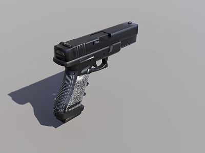 Sleek Black Handgun With Textured Grip And Modern Ergonomic Design Features 3d model