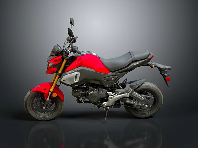 Red and Black Modern Motorcycle Featuring Sleek Seat Alloy Wheels and Urban Styling 3d model