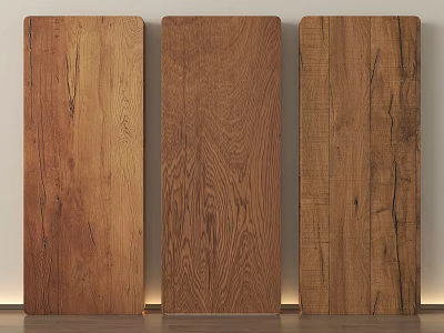 Three Natural Stone Wood Planks With Different Textures And Grain Patterns 3d model