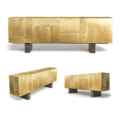 Gold Colored Modern Entryway Cabinet And Sideboard With Wooden Legs Design 3d model