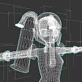 Futuristic White Mechanical Game Movie Character With Blue Eyes And Sleek Design