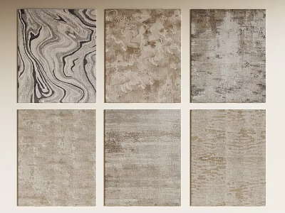 Square Rugs with Various Textures and Neutral Colors in Modern Designs 3d model
