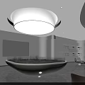 Modern Conference Room Interior Design With Circular Ceiling Colorful Pendant Light Tech Screen And Brown Chairs