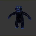 Cute Black Cartoon Bear 3D Rendered With Orange Eyes In Standing Pose