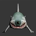 Narwhal Model With Blue Green And White Body Long Tusk Open Mouth Sharp Teeth