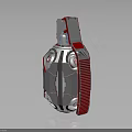 Modern Grenade Weapon Design With Silver Metal Body Red Strap And Circular Components 3d model