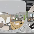 Cozy Outdoor Vibe Cafe With Starry Ceiling Tent String Lights Plants Tables And Chairs