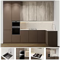 Modern Kitchen Cabinets With Wooden Brown Texture Countertop And Sink