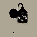 Elegant Golden Carved Wall Lamp With Crystal Decoration On Patterned Wall