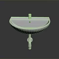 White Ceramic Standalone Washbasin With Silver Faucet And Metal Support Base