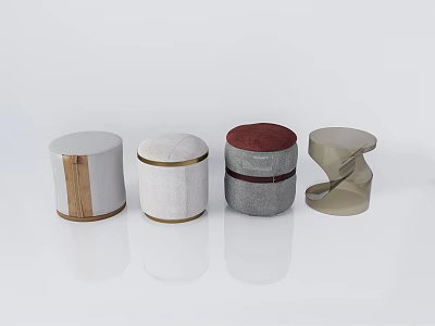 Four Unique Modern Ottoman Designs with Various Materials and Shapes 3d model