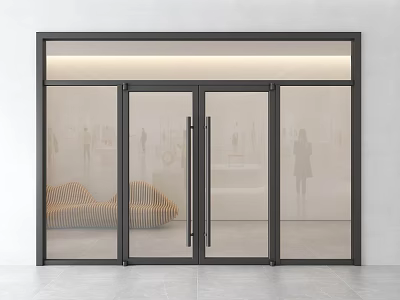 Modern Double Glass Doors Interior Design With Sleek Frame And Transparent Panels 3d model