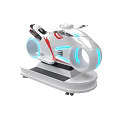 Futuristic Hover Motorcycle With Blue LED Rings And Red Accents On Display Stand