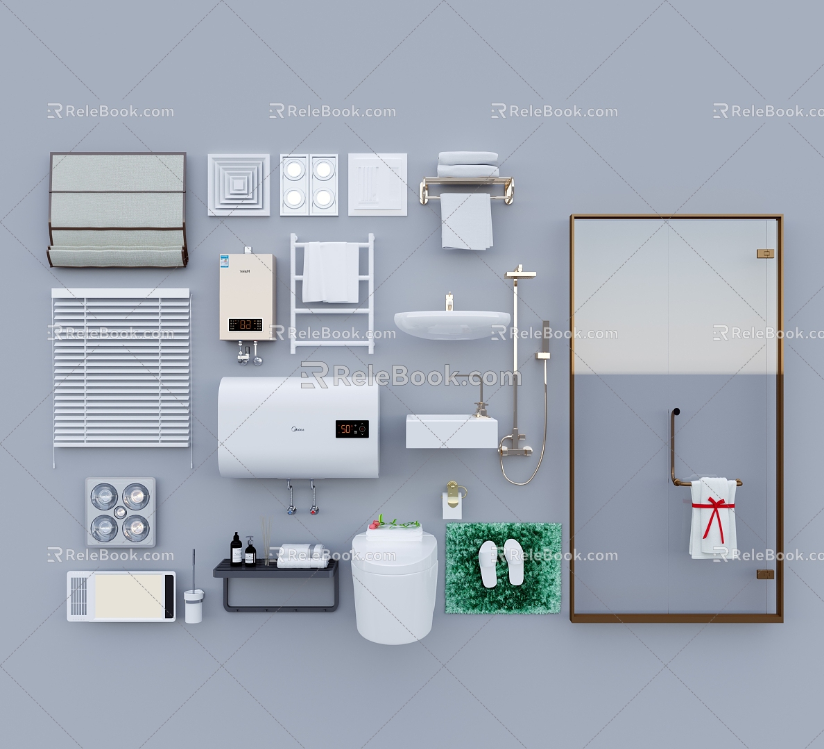 Bathroom supplies combination 3d model