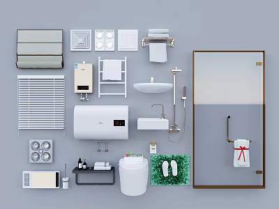 Bathroom supplies combination 3d model