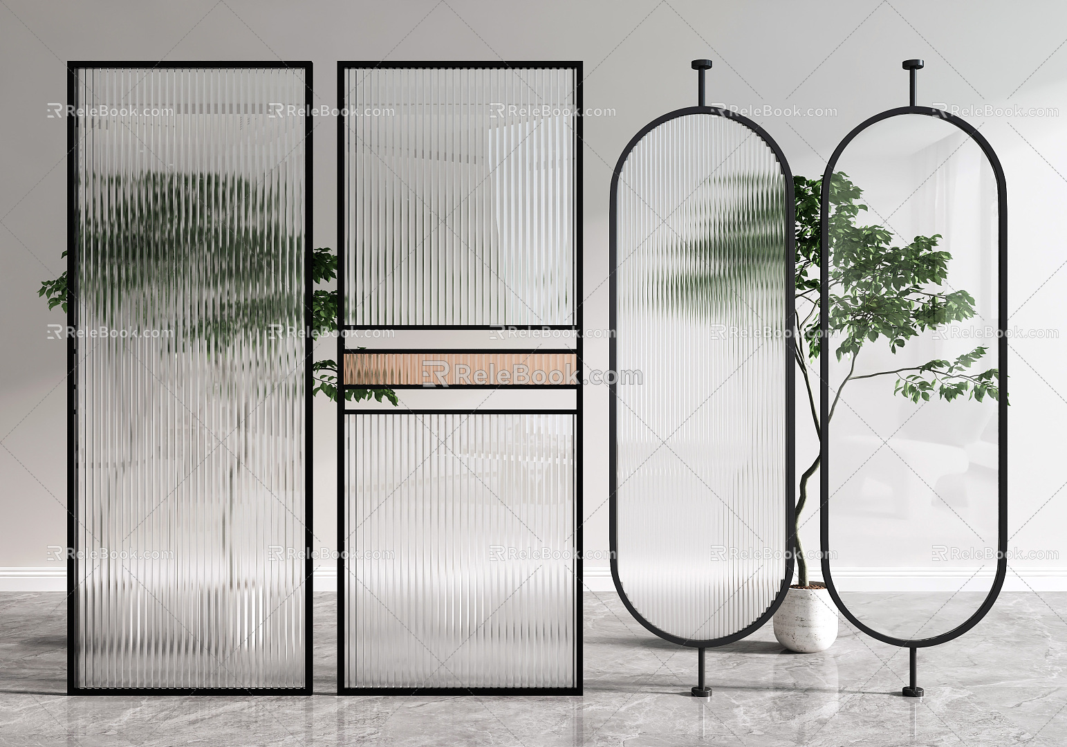 Modern partition glass partition 3d model