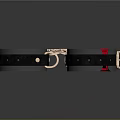 Black Leather Handcuffs With Red Lining And Silver Chain Links