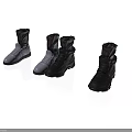 Gray And Black High Top Shoes With Textured Upper Fashionable Footwear