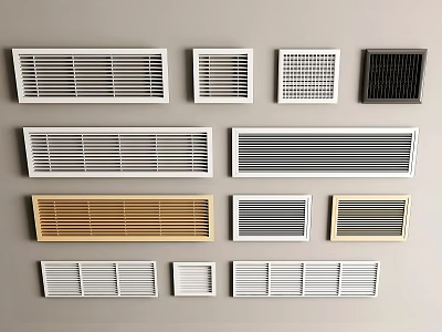 Various Air Conditioner Vents With Different Grille Styles And Colors For Home 3d model