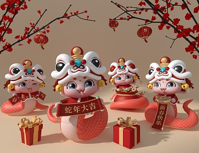 Year of the Snake Mascot New Year Meichen Snake Handset 3d model