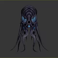 Game Movie Character Alien Creature 3D Model With Glowing Blue Eyes And Tentacles