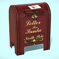 Red Christmas Themed Letter Mailbox With Santa North Pole Bell Decorations