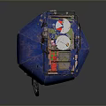 Portable Tricycle Food Cart with Blue Umbrella Red Green Buckets and Accessories
