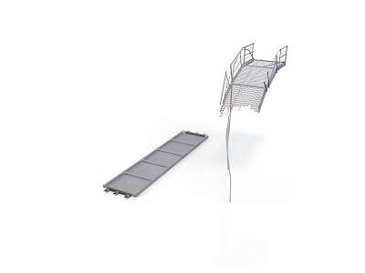 Industrial Metal Staircase And Scaffolding Structure With Platform And Railings 3d model