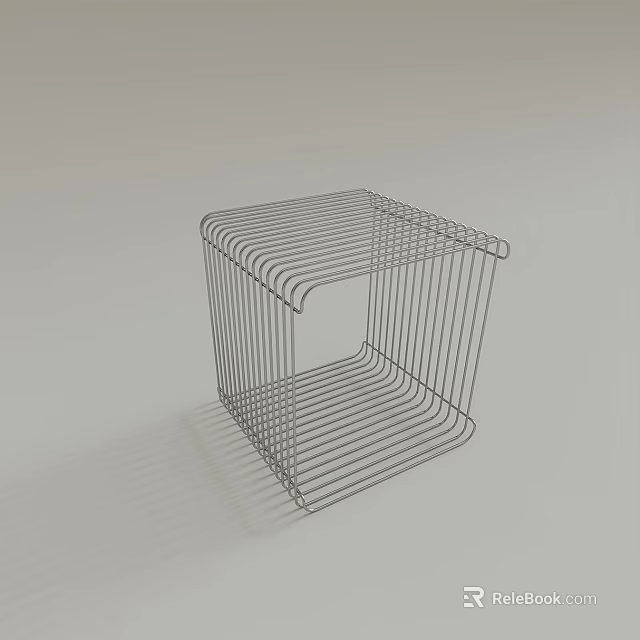 Modern Wire Cube Side Table With Open Geometric Structure Design 3d model