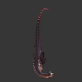 Carnivorous Dinosaur 3D Character With Dark Body Red Throat Striped Tail Sharp Teeth Claws 3d model