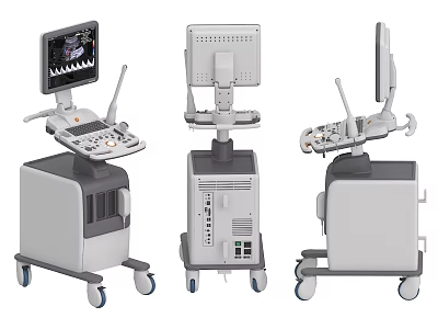 Medical Diagnostic Equipment Three Different Units with Display Screens on Mobile Carts 3d model