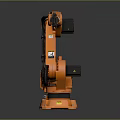 Orange Industrial Robot Arm With Mechanical Gripper Black Joints And Sturdy Base