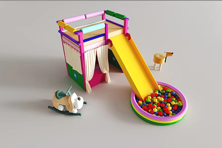 Naughty Castle Kindergarten Shopping Mall Amusement Park Swimming Ring Ocean Ball Children's Equipment Slide 3d model