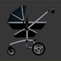 Stylish Baby Stroller Design With Blue Canopy Metal Frame And Swivel Wheels