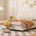 Cozy Bedroom Interior Design With Beige Tufted Headboard Brown Blanket Wall Art And Star Rug