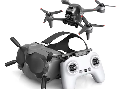 Smart Machines Featuring Drone VR Headset And Game Controller Device 3d model