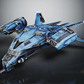 Blue Sci-Fi Spaceship Model With Detailed Design Wing Structures And Engine Components 3d model