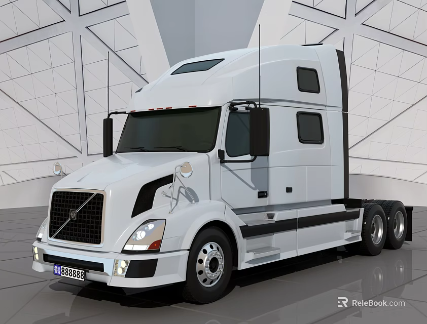 Modern White Utility Truck With Spacious Cab And Multiple Wheels 3d model 